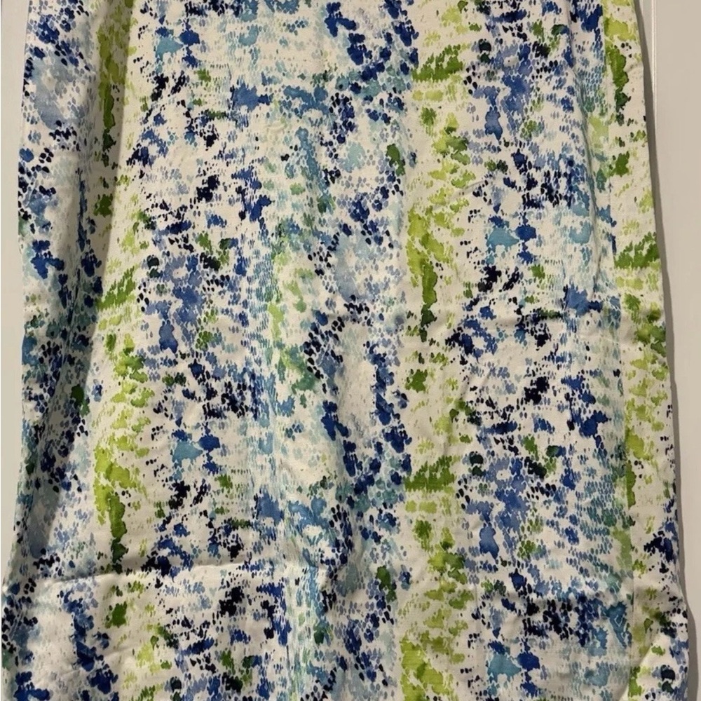 Ann Taylor Satin Pencil Skirt - Size 12 - White Turquoise Blue Green